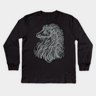 Side Profile of a Horse Head with Curly Hair Hand Drawn Illustration Kids Long Sleeve T-Shirt